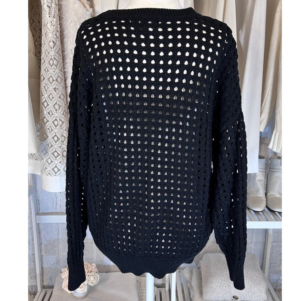 INC International Concepts Women's Size M Black Open Knit Pullover Sweater #0178 - Picture 3 of 7